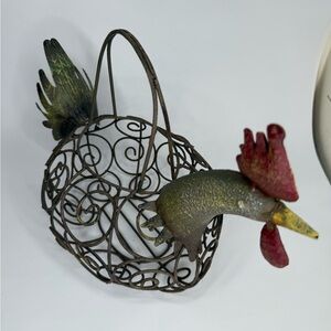 Decorative Rooster Wire Egg Basket